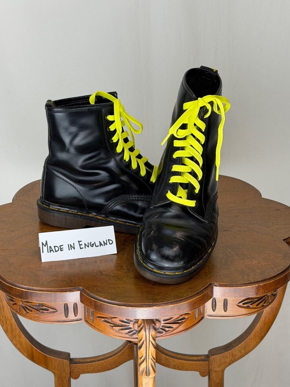 Dr. Martens MIE Black 8 Hole Lace Up Combat Boot US Mens 7 Womens 8 #0113B